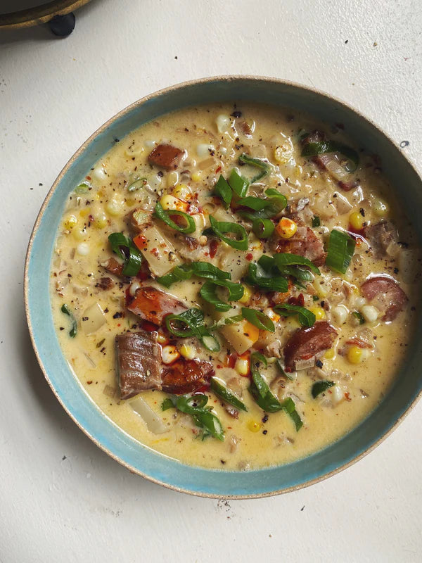 Campfire Cod & Bratwurst Chowder
