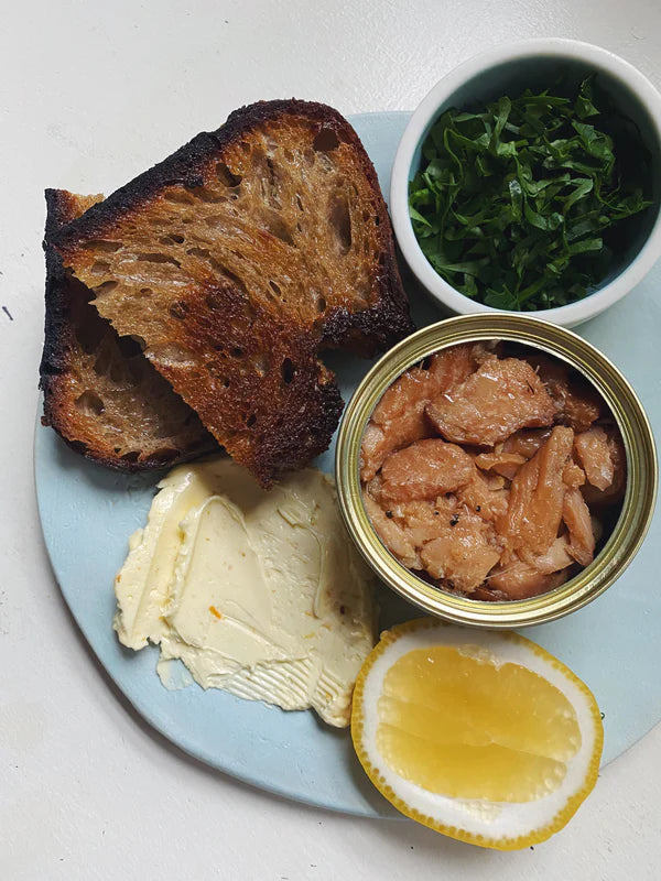 Smoked Rainbow Trout Toast with Whipped Yuzu Butter