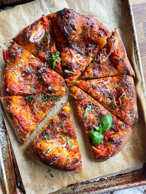Anchovy Pizza with Red Onions, Parm, and Basil | Fishwife