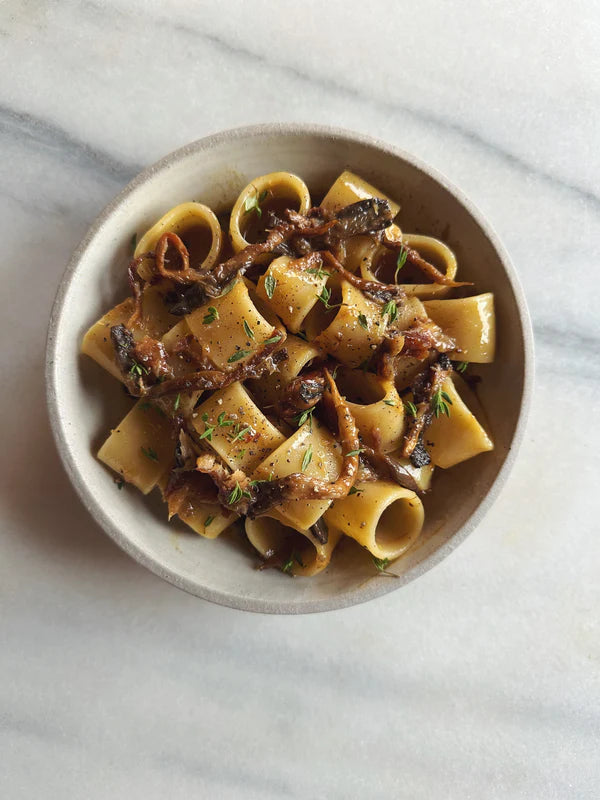 Mackerel and Mushroom Carbonara