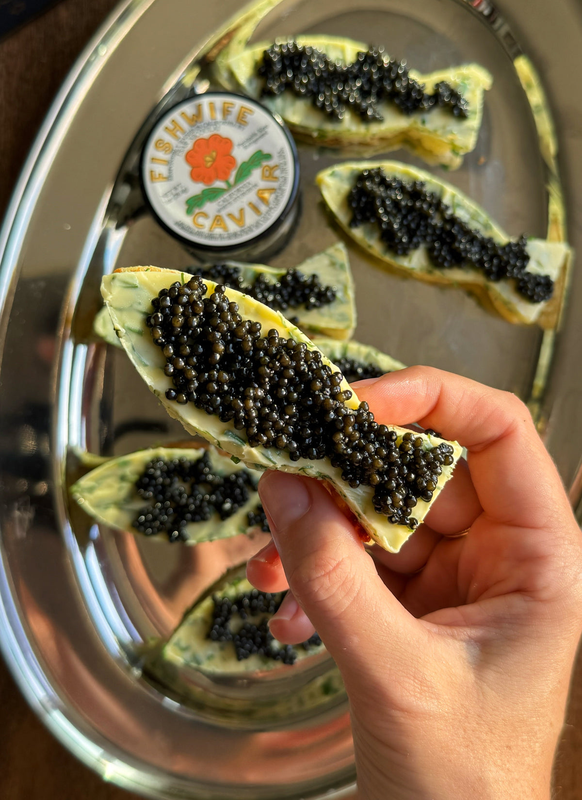 Caviar and Herb Butter Brioche Toasts