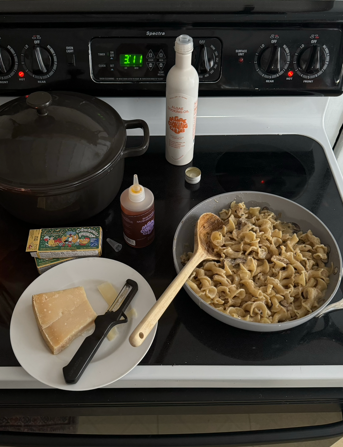 Pasta with a Mushroom Anchovy Cream Sauce