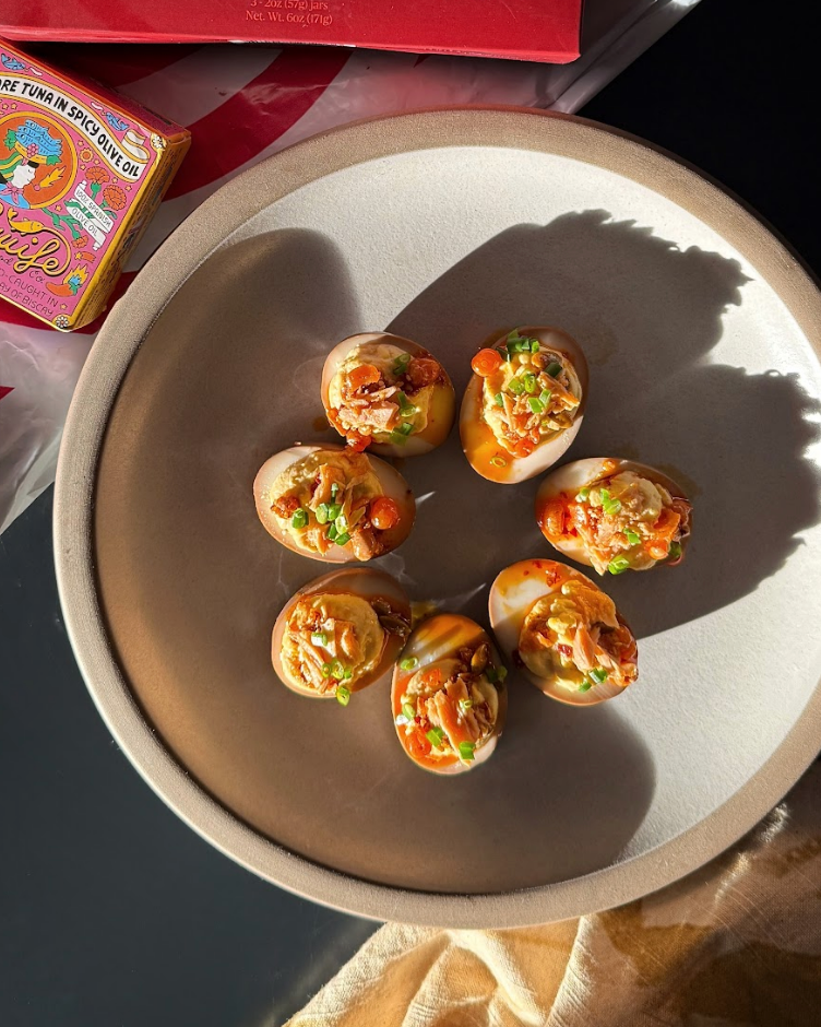 Soy Marinated Deviled Eggs